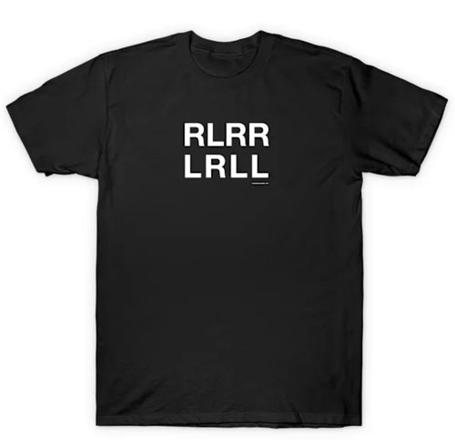 Shirt with RLRR LRLL on the front.